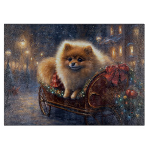 Pomeranian Christmas Festive Season Brushed  Cutting Board