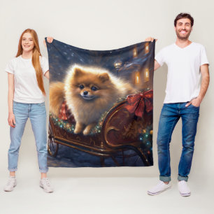 Pomeranian Christmas Festive Season Brushed Fleece Blanket