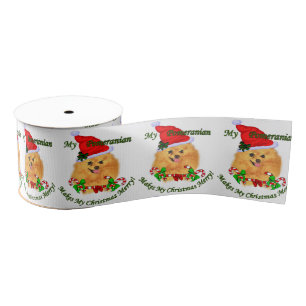 Pomeranian Christmas Grosgrain Ribbon