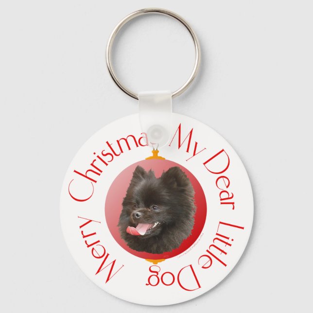 Pomeranian Christmas Keychain (Front)