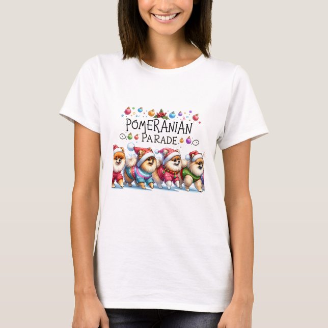 Pomeranian Christmas Parade T-Shirt (Front)