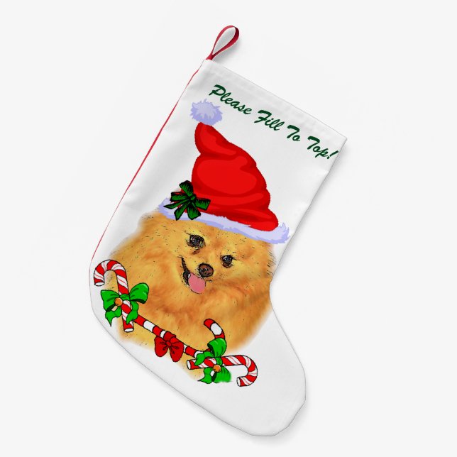 Pomeranian Christmas Small Christmas Stocking (Front (Hanging))