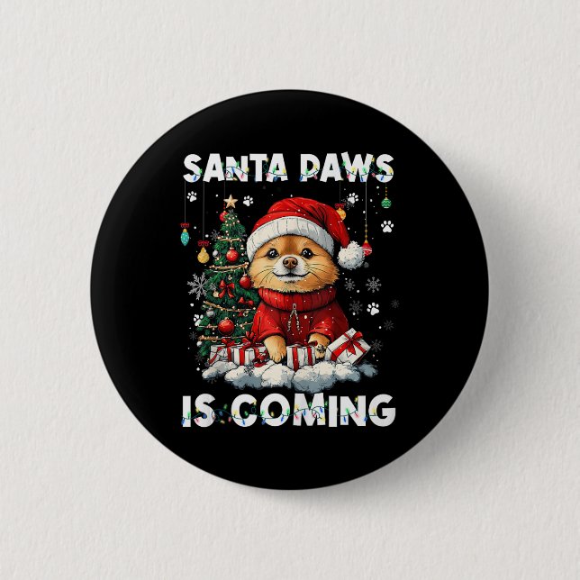 Pomeranian Christmas Tree Decorations Dog Lover Xm 2 Inch Round Button (Front)