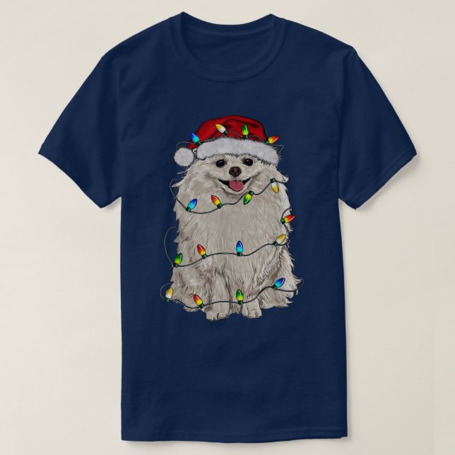 Pomeranian Christmas Tree Light Pajama Dog Lover X T-Shirt (Design Front)