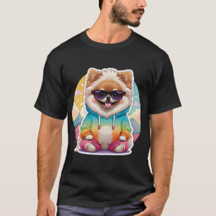 Pomeranian cool en sweat à capuche arc-en-ciel