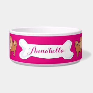 Pomeranian Customizable Name Dogfood Pet Bowl