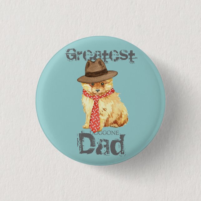 Pomeranian Dad 1 Inch Round Button (Front)