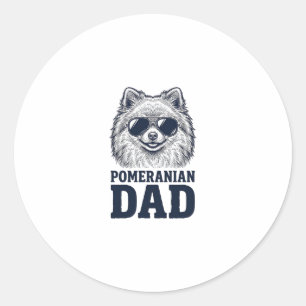 Pomeranian Dad Vintage Engraving Dog Lover Design_ Classic Round Sticker