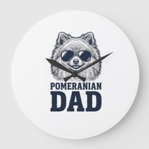 Pomeranian Dad Vintage Engraving Dog Lover Design_ Large Clock