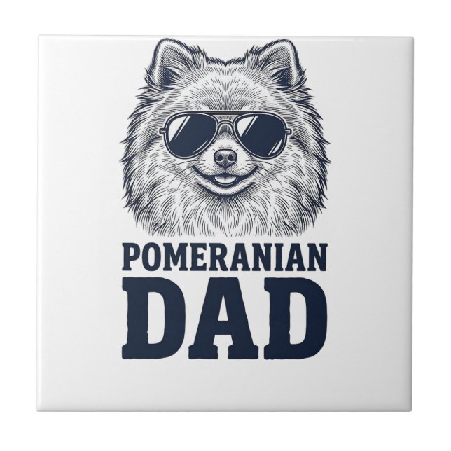 Pomeranian Dad Vintage Engraving Dog Lover Design_ Tile (Front)
