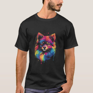 Pomeranian Dog Abstract Art Dog Lover Portrait Tan T-Shirt
