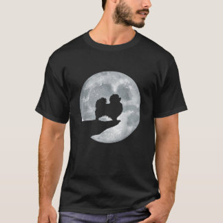 Pomeranian Dog And Moon Animal Dog Owner Puppy Lov T-Shirt