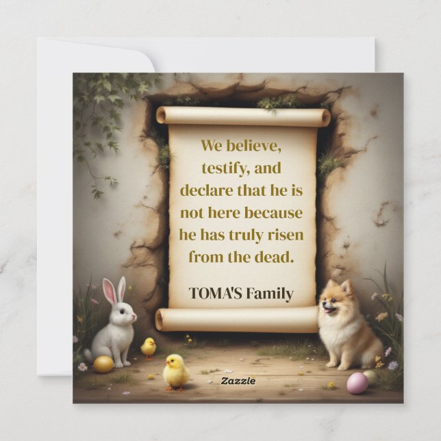 Pomeranian dog and the message holiday card (Back)