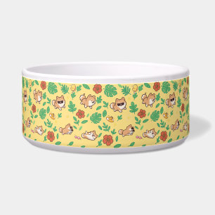 Pomeranian Dog Bowl with Summer Tropical Kawaii