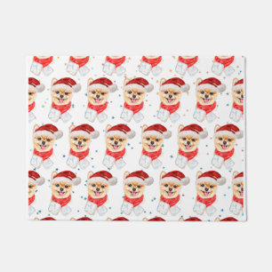 Pomeranian Dog Breed Christmas Stars Doormat