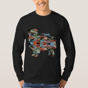Pomeranian Dog Breed Silhouette Geometric Pattern T-Shirt