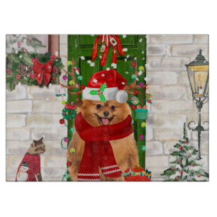 Pomeranian Dog Christmas Cutting Board