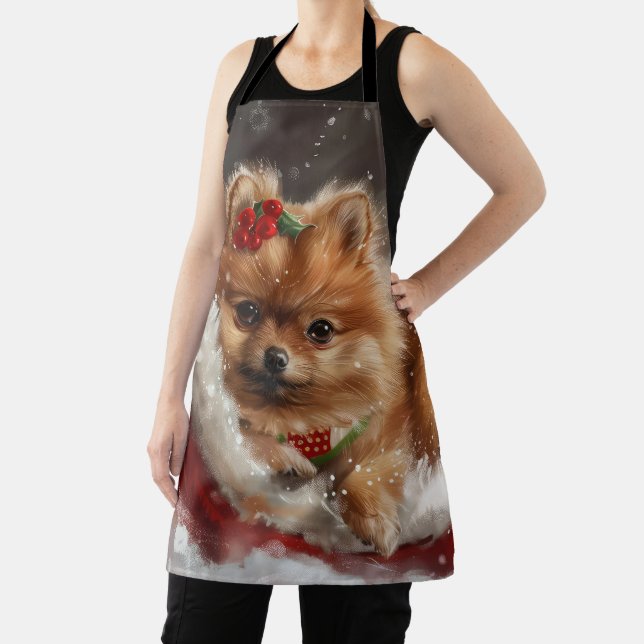 Pomeranian Dog Christmas Festive Apron (Insitu)