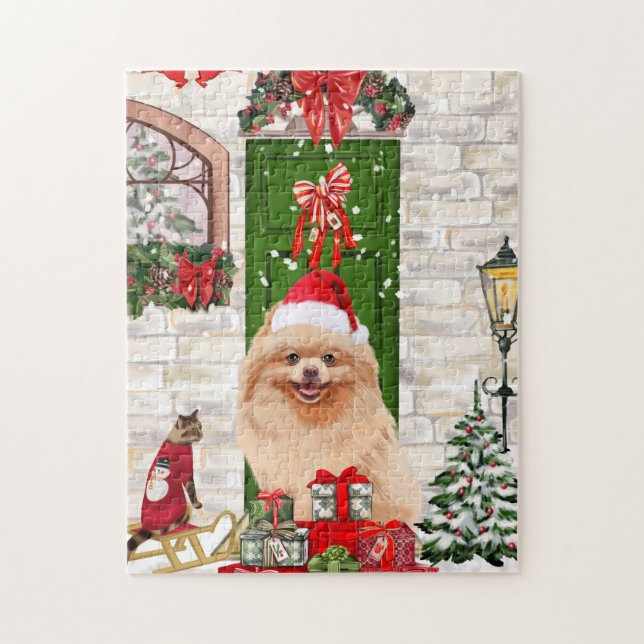 Pomeranian Dog Christmas  Jigsaw Puzzle (Vertical)