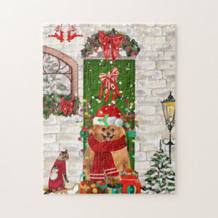 Pomeranian Dog Christmas Jigsaw Puzzle
