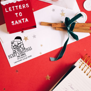 Pomeranian Dog Christmas Return Address Rubber Stamp