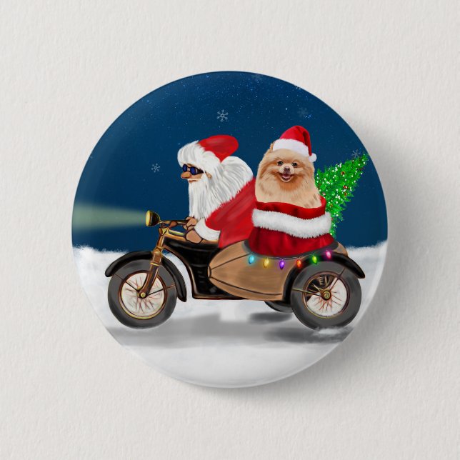 Pomeranian Dog Christmas Santa Claus   2 Inch Round Button (Front)