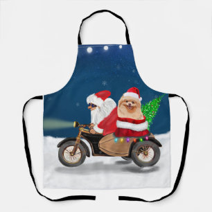 Pomeranian Dog Christmas Santa Claus Apron