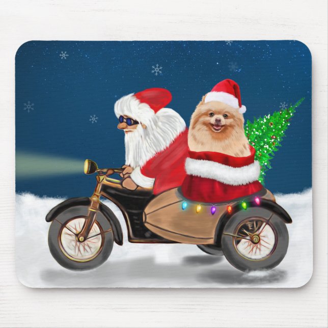 Pomeranian Dog Christmas Santa Claus   Mouse Pad (Front)