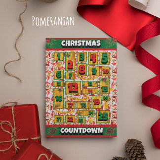 Pomeranian Dog Countdown Christmas Advent Calendar Holiday Card