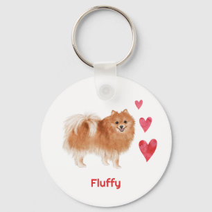 Pomeranian Dog Custom Name Keychain