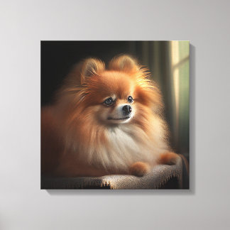 Pomeranian Dog Cute Portrait Canvas Print