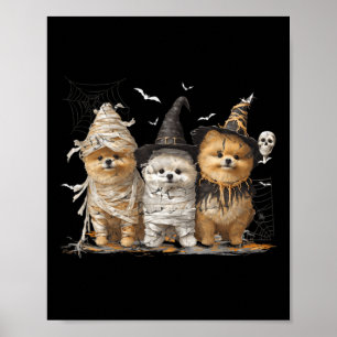 Pomeranian Dog Ed Ghost Halloween Poster