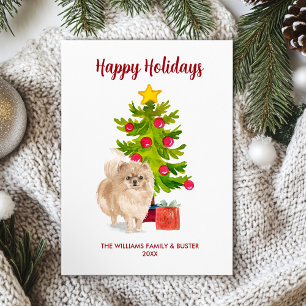 Pomeranian Dog Family Christmas Holiday Card