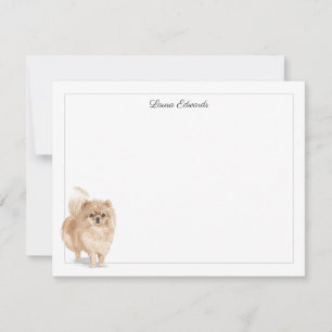 Pomeranian Dog Grey Border Personalized Stationery Card