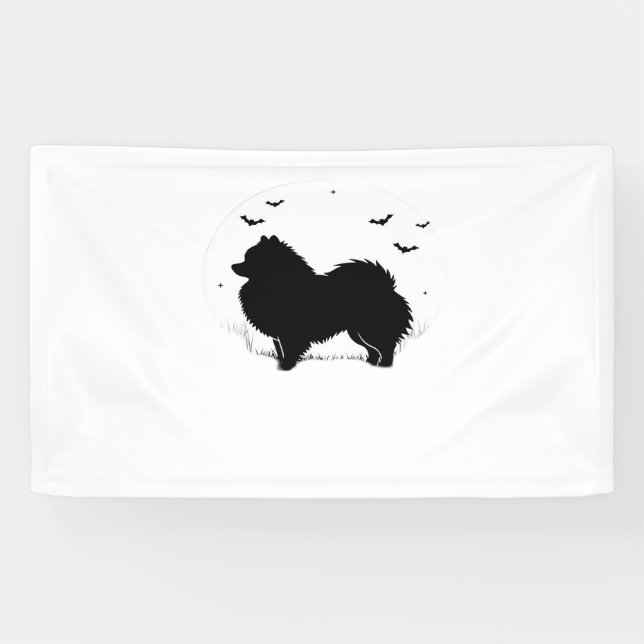 Pomeranian Dog – Halloween Moon Silhouette Classic Banner (Horizontal)
