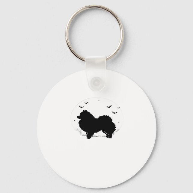 Pomeranian Dog � Halloween Moon Silhouette Classic Keychain (Front)