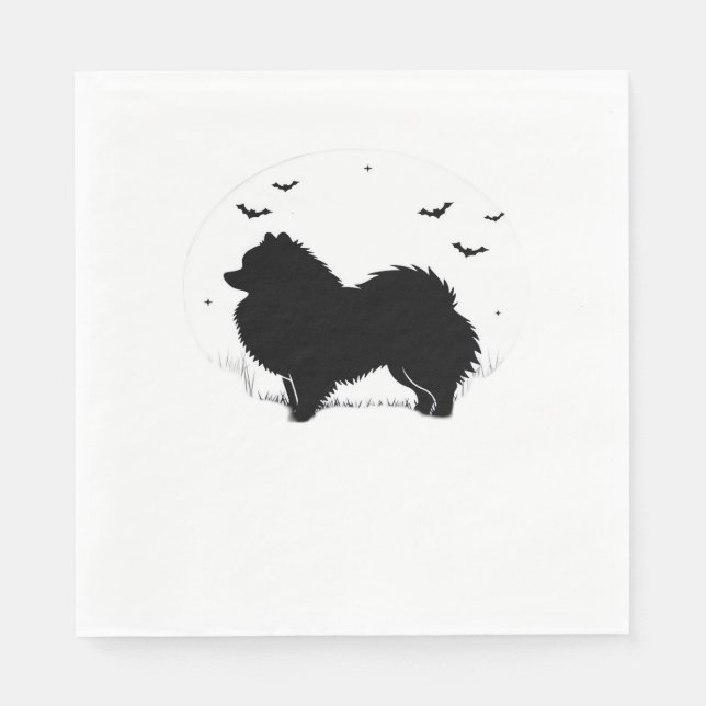 Pomeranian Dog – Halloween Moon Silhouette Classic Napkin (Front)