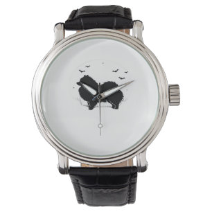 Pomeranian Dog – Halloween Moon Silhouette Classic Watch