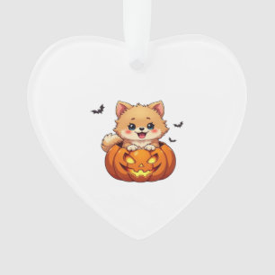 Pomeranian dog Happy Halloween pumpkin Classic T-S Ornament
