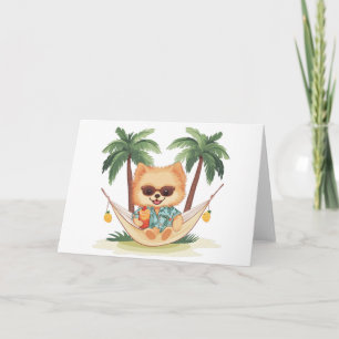 Pomeranian Dog In A Hammock Hawaiian Shirt Card