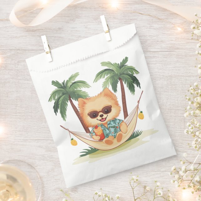 Pomeranian Dog In A Hammock Hawaiian Shirt Favour Bag (Clipped)