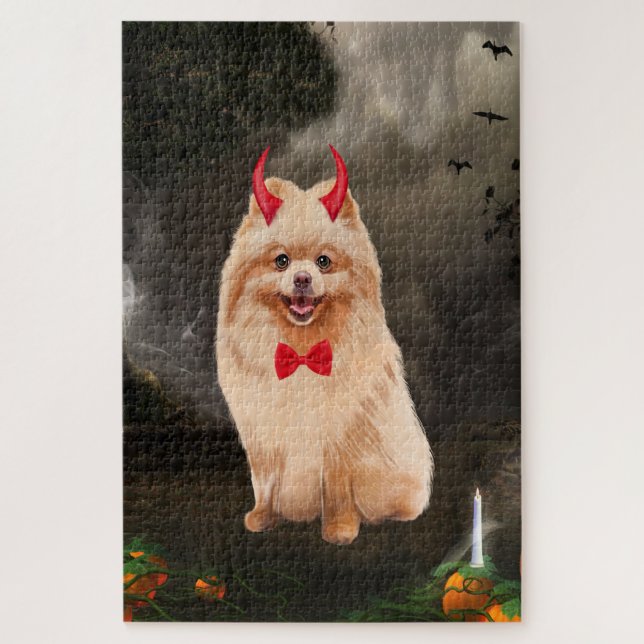Pomeranian Dog in Halloween Costume Jigsaw Puzzle (Vertical)