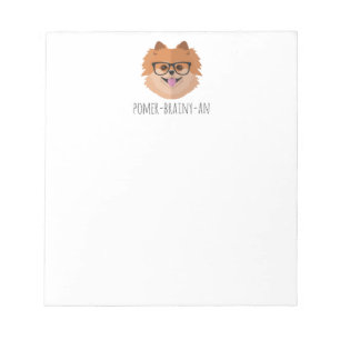 Pomeranian Dog In Nerd Glasses   POMER-BRAINY-AN Notepad