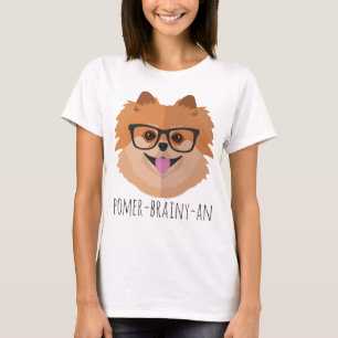 Pomeranian Dog In Nerd Glasses   POMER-BRAINY-AN T-Shirt
