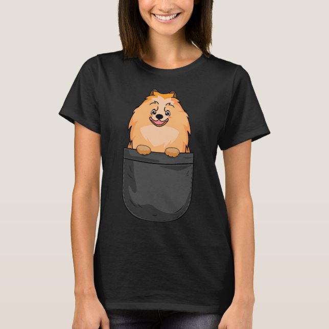Pomeranian Dog In Pocket Dog Cute T-Shirt (Front)