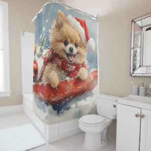 Pomeranian Dog in Sledge Let it Snow Christmas