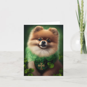Pomeranian Dog in St. Patrick's Day Dress Card