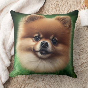 Pomeranian Dog in St. Patrick's Day Dress Throw Pillow