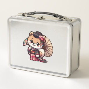 Pomeranian Dog Kimono Metal Lunch Box