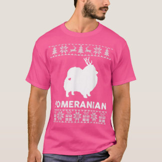 Pomeranian Dog Lover Xmas Reindeer Ugly Christmas  T-Shirt